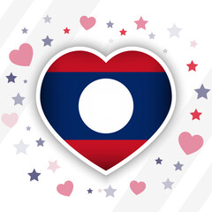 Creative Laos Flag Heart Icon
