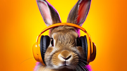 Close-up selfie portrait of a silly rabbit wearing sunglasses - obrazy, fototapety, plakaty