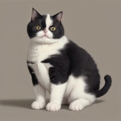 Fototapeta premium Adorable black and white shorthair kitten sitting