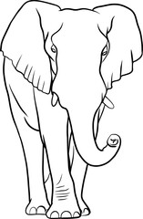 Elephant outline illustration on transparent background	

