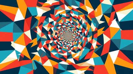 Whirling motion  optical illusion illustration of colorful spiraling square moire pattern
