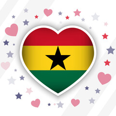 Creative Ghana Flag Heart Icon