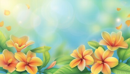 Fototapeta premium Gradient spring floral background. with empty space in the middle