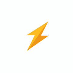 It company filled yellow logo. Efficiency business logo. Lightning bolt simple icon. Design element. Created with artificial intelligence. Ai art for corporate branding, business cards