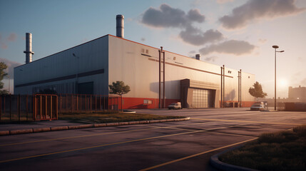 Fototapeta na wymiar Large industrial factory or warehouse