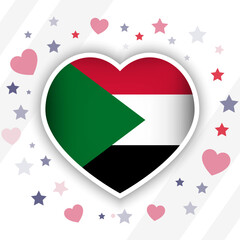 Creative Sudan Flag Heart Icon
