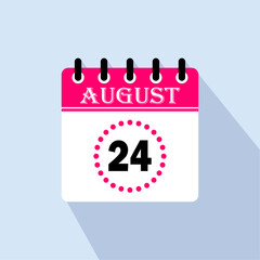 Icon calendar day - 24 August. 24 days of the month, vector illustration.