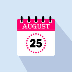 Icon calendar day - 25 August. 25 days of the month, vector illustration.