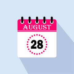Fototapeta na wymiar Icon calendar day - 28 August. 28 days of the month, vector illustration.