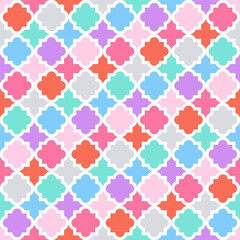 Geometric seamless pattern with colorful Moroccan tiles
