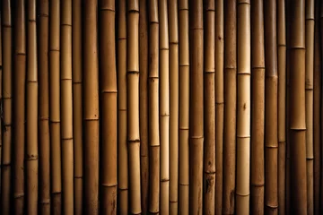 Fotobehang Brown bamboo stick pattern background. © Tetiana