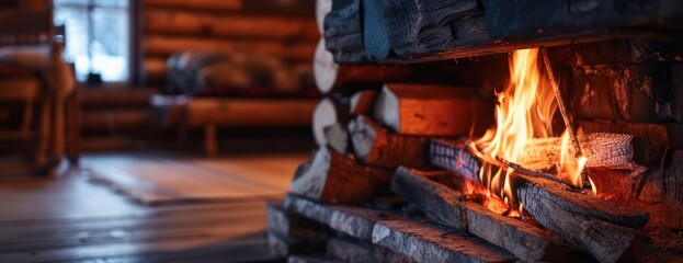 Burning Fire Inside a Wooden Stove
