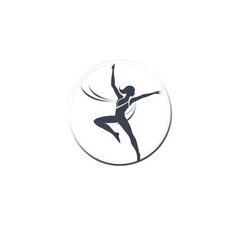 Ballet Dancer Silhouette in Circular Frame