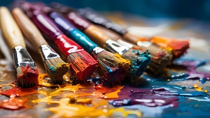 Fototapeta premium paints and brushes