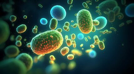 Macroscopic observation of organisms bacteria and cells and viruses under laboratory microscope