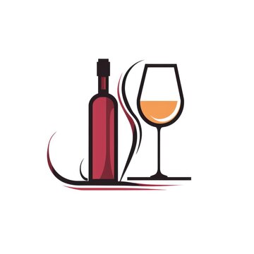 recommend clip art: Stylized Wine Bottle and Glass Silhouette