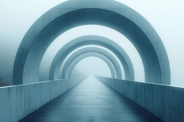 A minimalist image of a geometrically designed modern bridge, with clean lines and symmetrical elements that contribute to a sense of visual equilibrium.  Generative Ai.