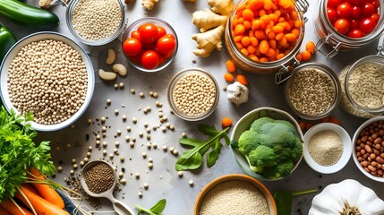 Assortment of Fresh Vegetables, Legumes, and Grains