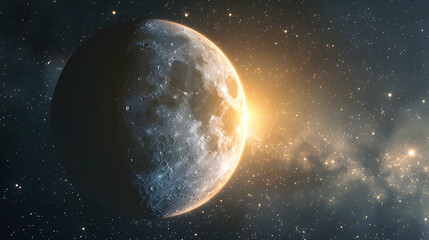 A rare celestial phenomenon, with the cosmos as the background, during an astronomical event