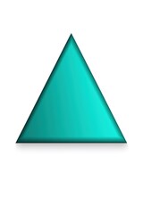 Teal triangle isolated on white background 