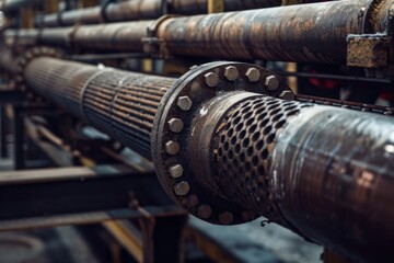 Heat exchanger tube maintenance  replace corroded tubes. - obrazy, fototapety, plakaty