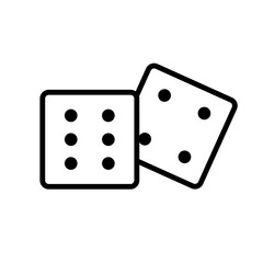 Dices icon. Pair of casino dice transparent background vector linear illustration. Tokens for gambling, cash for roulette or poker.