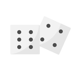 Dices icon. Vector gambling games design, casino, craps and poker, tabletop or board games. White cubes with random numbers of black dots. Craps for poker gambling and lucky chance and backgammon game