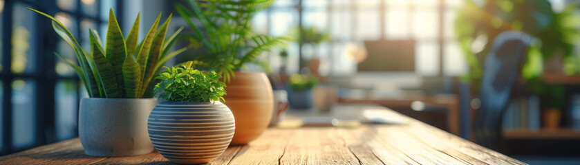 Modern office workstation desk in green workspaces