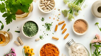 Assortment of Herbal Supplements and Natural Remedies
