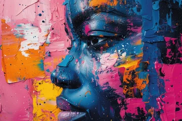 Türaufkleber Abstract pop-art style human face painting © P
