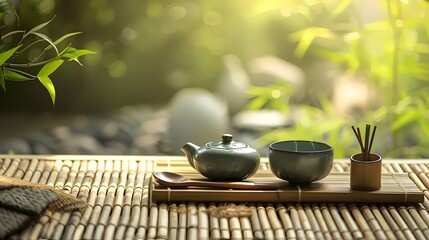 Tranquil Tea Ceremony Setup in Nature