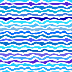 Random wave pattern seamless abstract background. Stripes wave pattern white and blue colors for summer vector design.