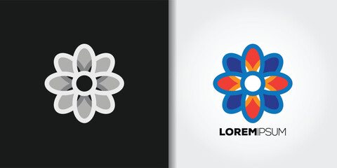 symmetric flower logo set