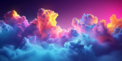 3d render, abstract fantasy background of colorful sky with neon clouds, Generative AI - obrazy, fototapety, plakaty