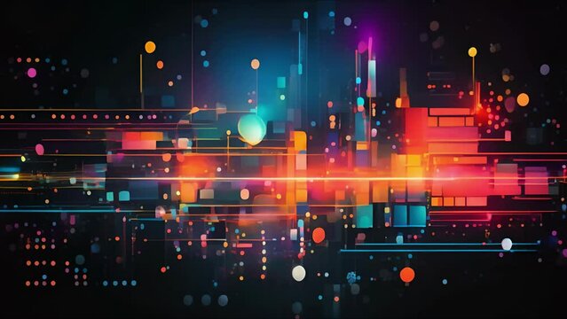 Abstract AI-generated background with digital shapes, futuristic elements and patterns. Future technologies and artificial intelligence concept.