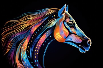 Obraz na płótnie Canvas Vivid Dreamscape: A Horse's Portrait in Dazzling Abstract Colors - Generative AI