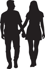 A silhouette of Romantic Couple Standing on Romance vector Illustration