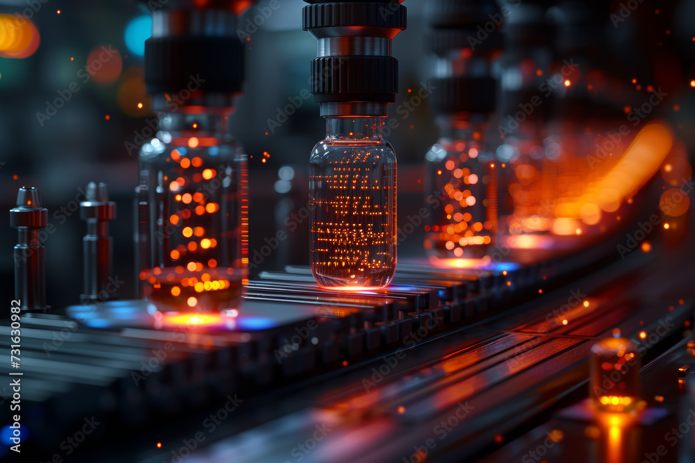 Poster a laboratory setting demonstrating the use of gene synthesis technology for creating custom dna sequ