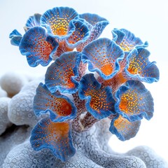 Beautiful sea corals composition, sea life objects, isolated on white background