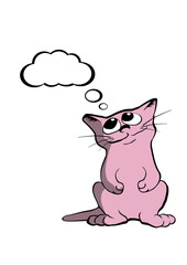 Cartoon cat with thought cloud