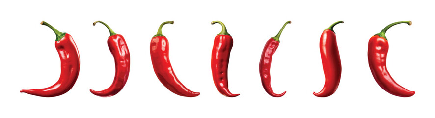 Red hot chili vector set isolated on white background