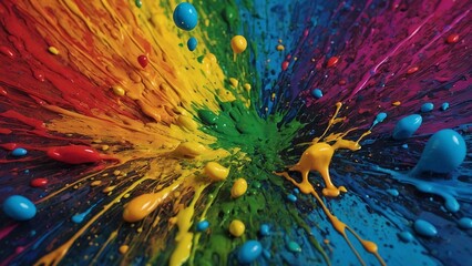Abstract burst of colour rainbow paint splatter energy  explosions texture, wallpaper, pattern, background screen saver