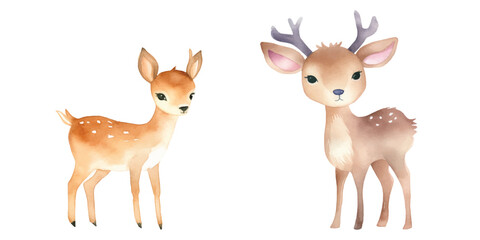 cute deer watercolor vector illustration