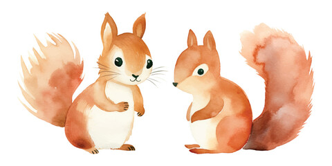 cute squirrel watercolor vector illustration