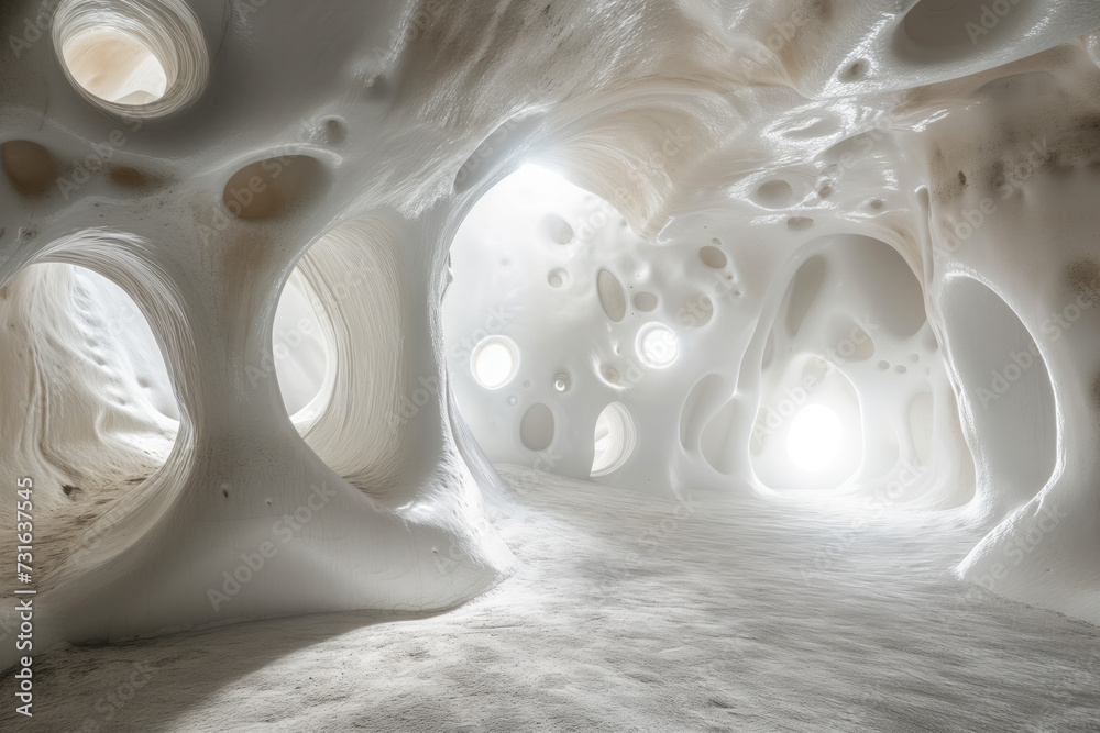 Poster abstract 3d rendered white cave.fractal design. parametric. artificial. background image. created wi