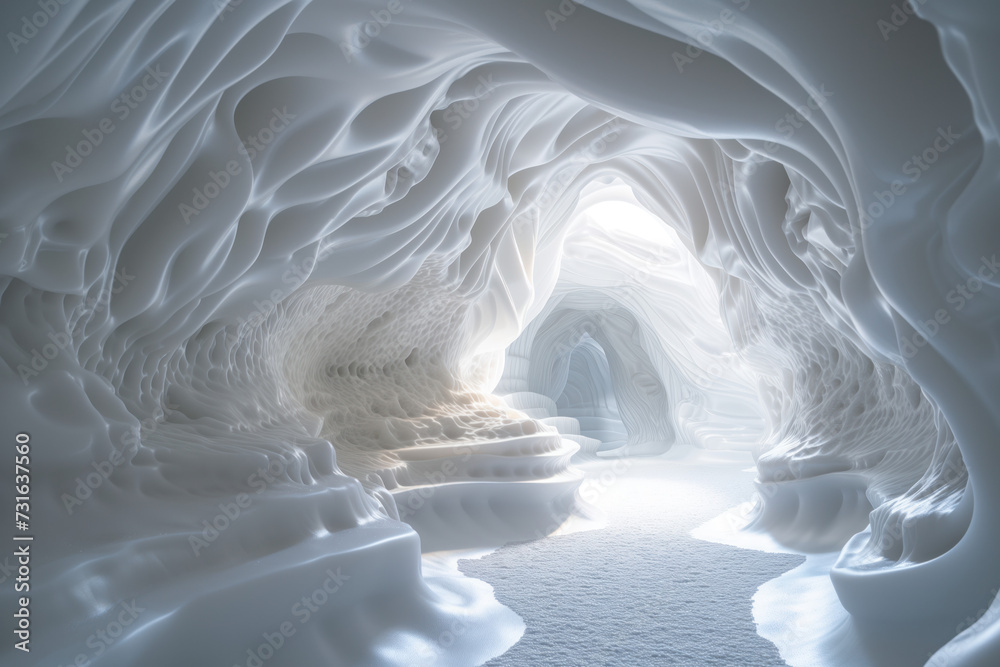 Poster abstract 3d rendered white cave.fractal design. parametric. artificial. background image. created wi