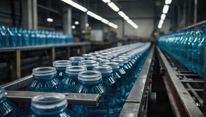 Obraz premium line with plastic blu bottles