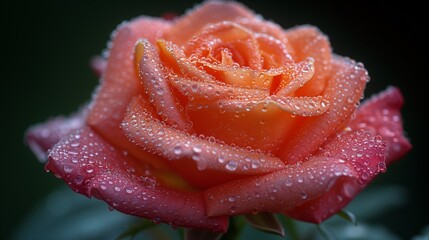 Close-up macro shot of a rose in the morning dew - Generative AI