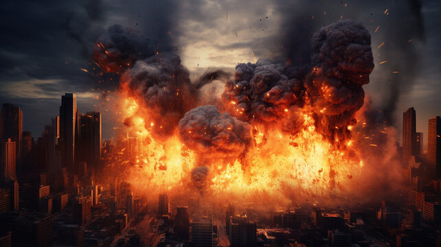 explosion blast in a city