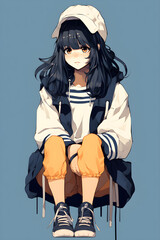 young girl anime style character, Manga Anime girl Cartoon,girl anime female manga cartoon,generative ai